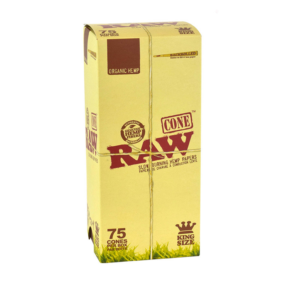 RAW | Organic Pre-Rolled Cones – King Size (75 Cones/Box)