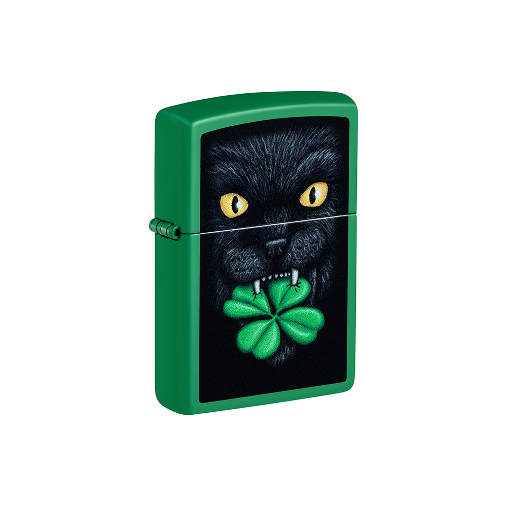 Zippo 46721 Feline Lucky Cat Clover Design
