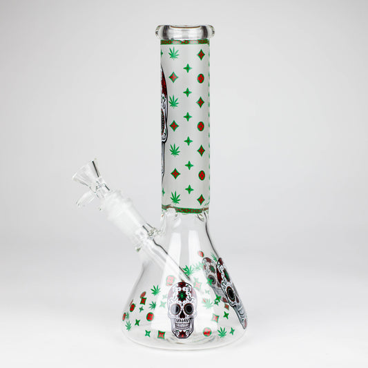 10" Glass Bong With Sugar Skull Design_1