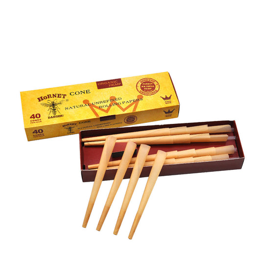HORNET | Natural Unrefined King Size Pre Rolled Paper Cones Smoking 40 Pack Cone_1