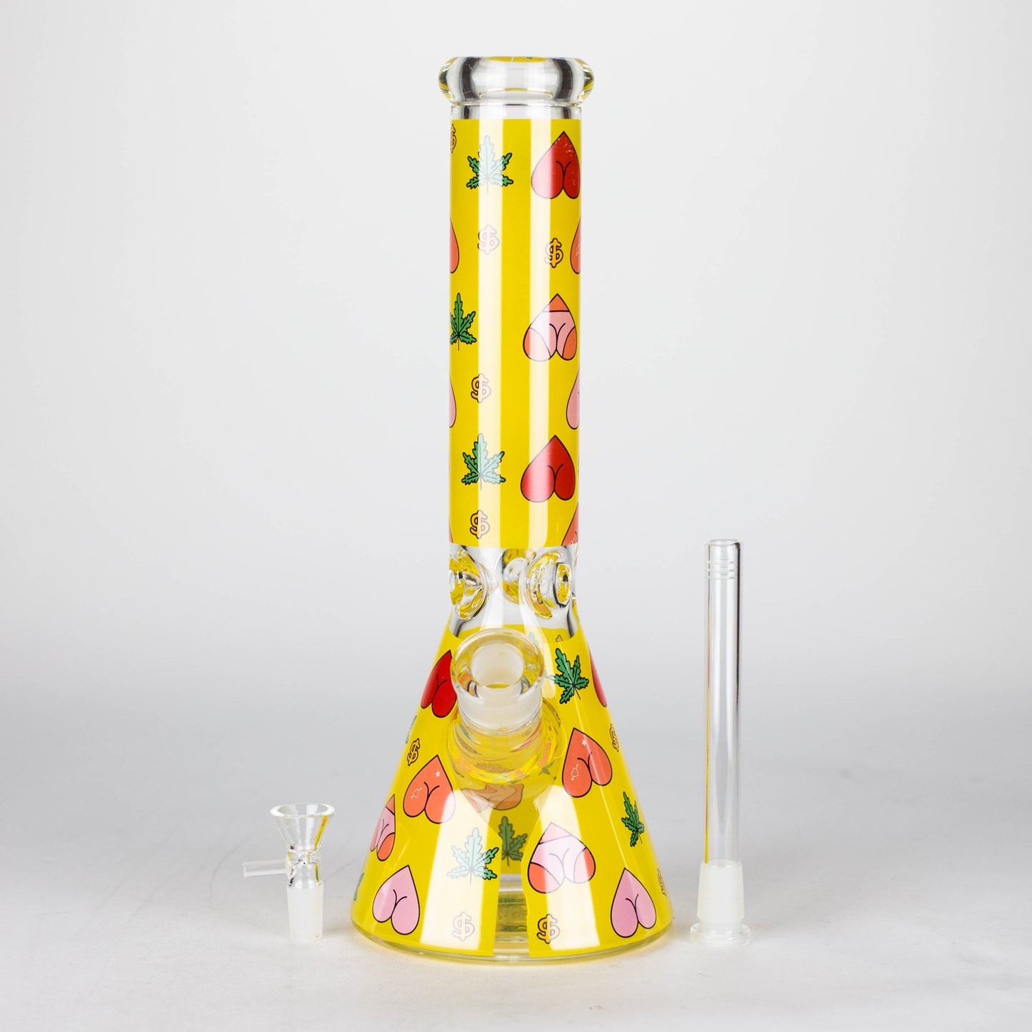 14" 7mm Glass Bong With Bud Design_6