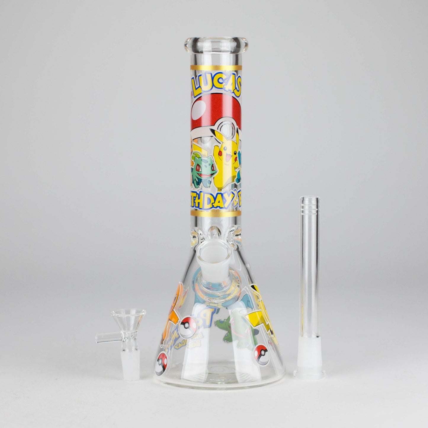 10" 5mm Glass Beaker Bong with Cartoon Design