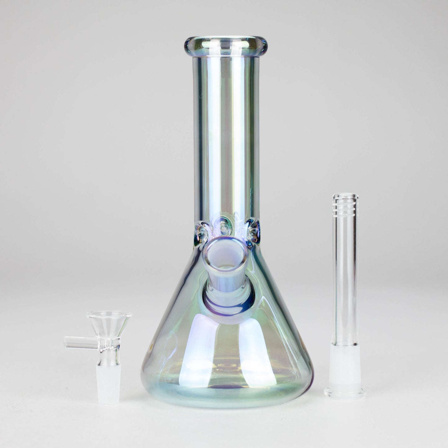 8" Electroplate Glass Beaker Bong – 5mm Thick | Ice Catcher | 3-Piece Set