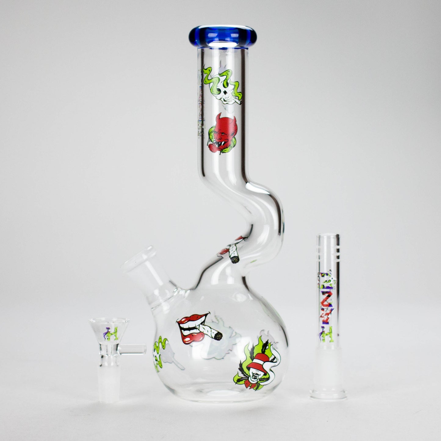 Haze | 9″ Smoking Zig-Zag Glass Bong – Blue (Mini-T)