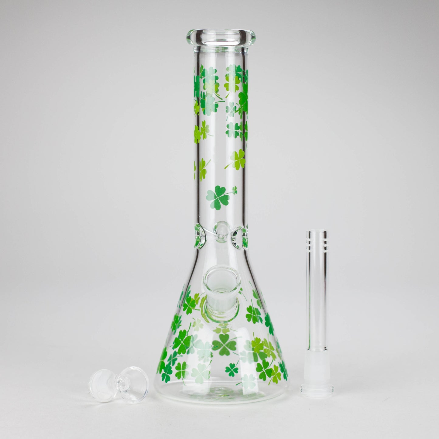 10" Lucky Clover Glass Beaker Bong – 14mm Bowl Joint