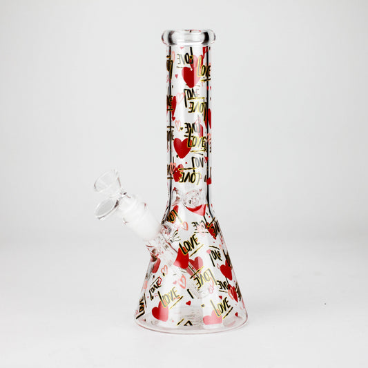10" Love Design Glass Beaker Bong