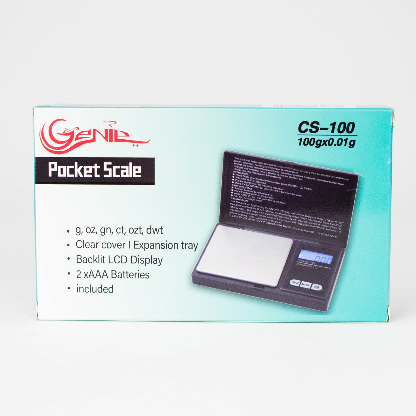 Genie | CS-100 Pocket Scale – 100g × 0.01g