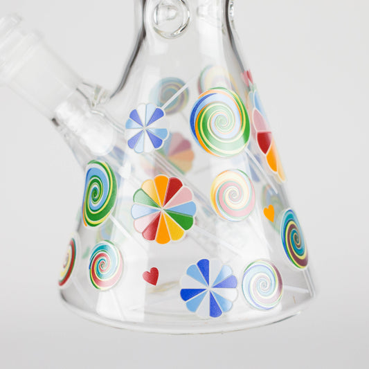 10" Glass Beaker Bong – Lollipops Design (Glow in the Dark)