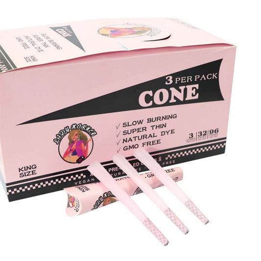 LADY HORNET | Pink King Size Pre-Rolled Cones – 3pcs/Pack, 32 Packs/Box