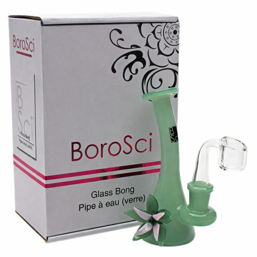 BoroSci | 5.5" Bent Neck Flower Mini Beaker with Banger Glass Rig