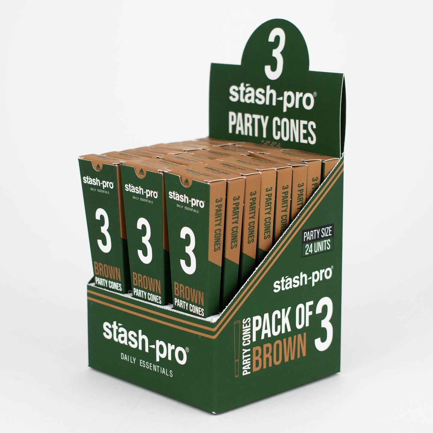 Stash-Pro | Unbleached (Brown) Party Pack 3 Cones box of 24_2