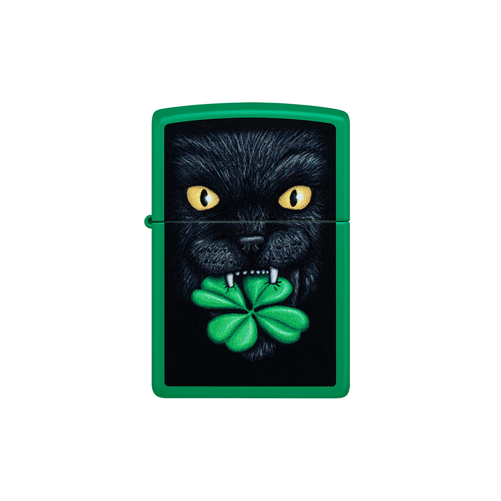 Soppo Cat Zippo 46721 Feline Lucky Cat Clover Design – Smoqueen