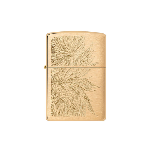 Zippo 46826 Gold Cannabis Lush Leaves Engrave Design