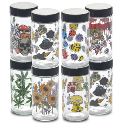 180ml Glass Storage Jar with Sticker Design – Compact & Stylish [SMKZ-145]