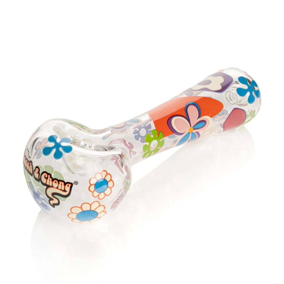 Cheech & Chong® Glass | 4.5" Power to the Flower Spoon Hand Pipe [CC2043C]