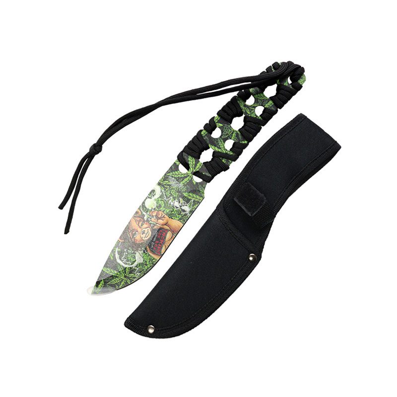 10″ 3D Girl & Leaves Pattern Blade Hunting Knife [14069]