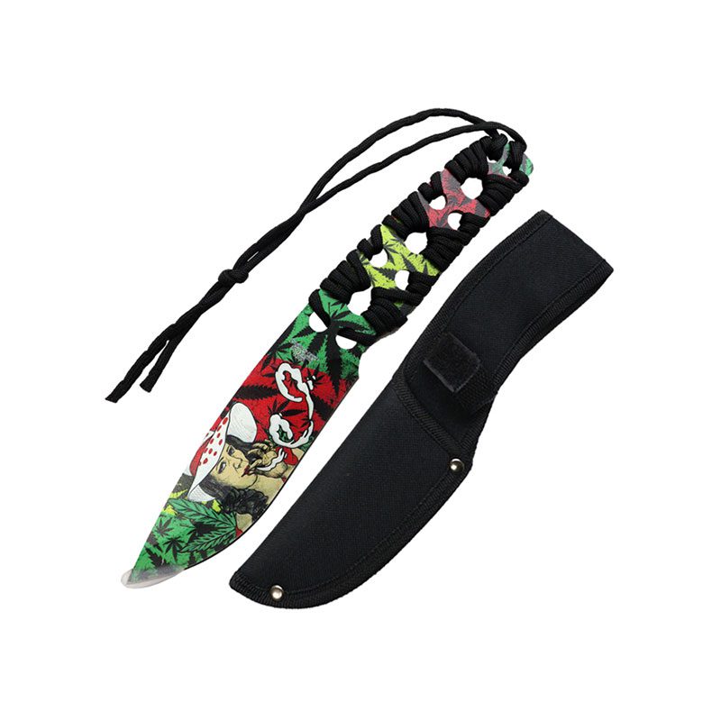 10″ 3D Girl & Leaves Pattern Blade Hunting Knife [14069]