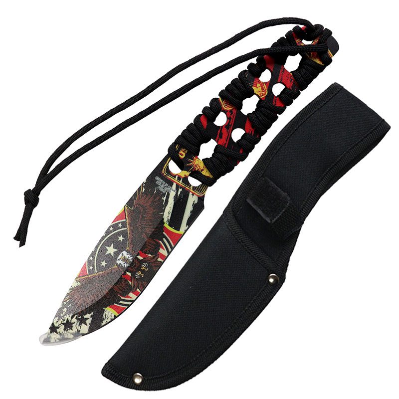 10″ 3D Girl & Leaves Pattern Blade Hunting Knife [14069]