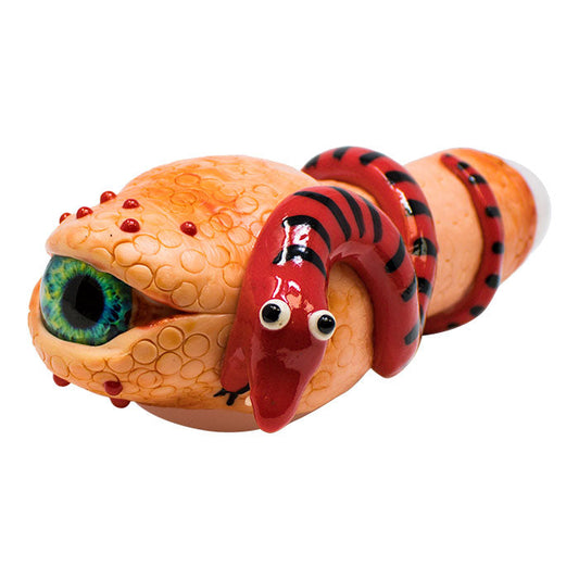 Green Eyed Serpent Hand Pipe 5 inches