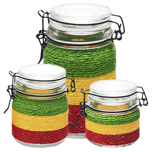 Rasta Colorful Glass Storage Jar – Multiple Sizes Available [SMKZ-146]