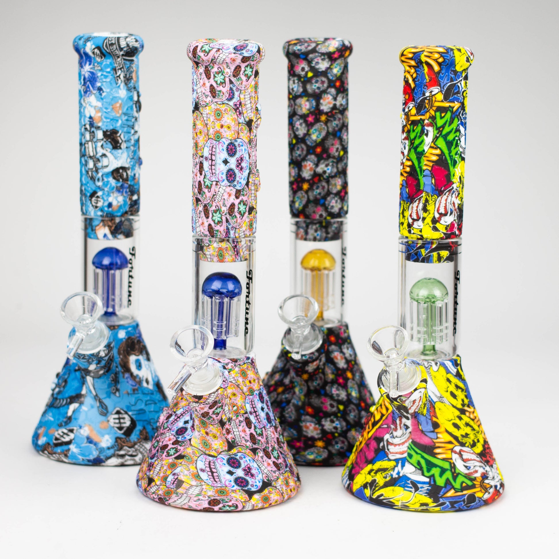 11" Graphic Silicone with glass percolator bong - Assorted [SP1060P]_0