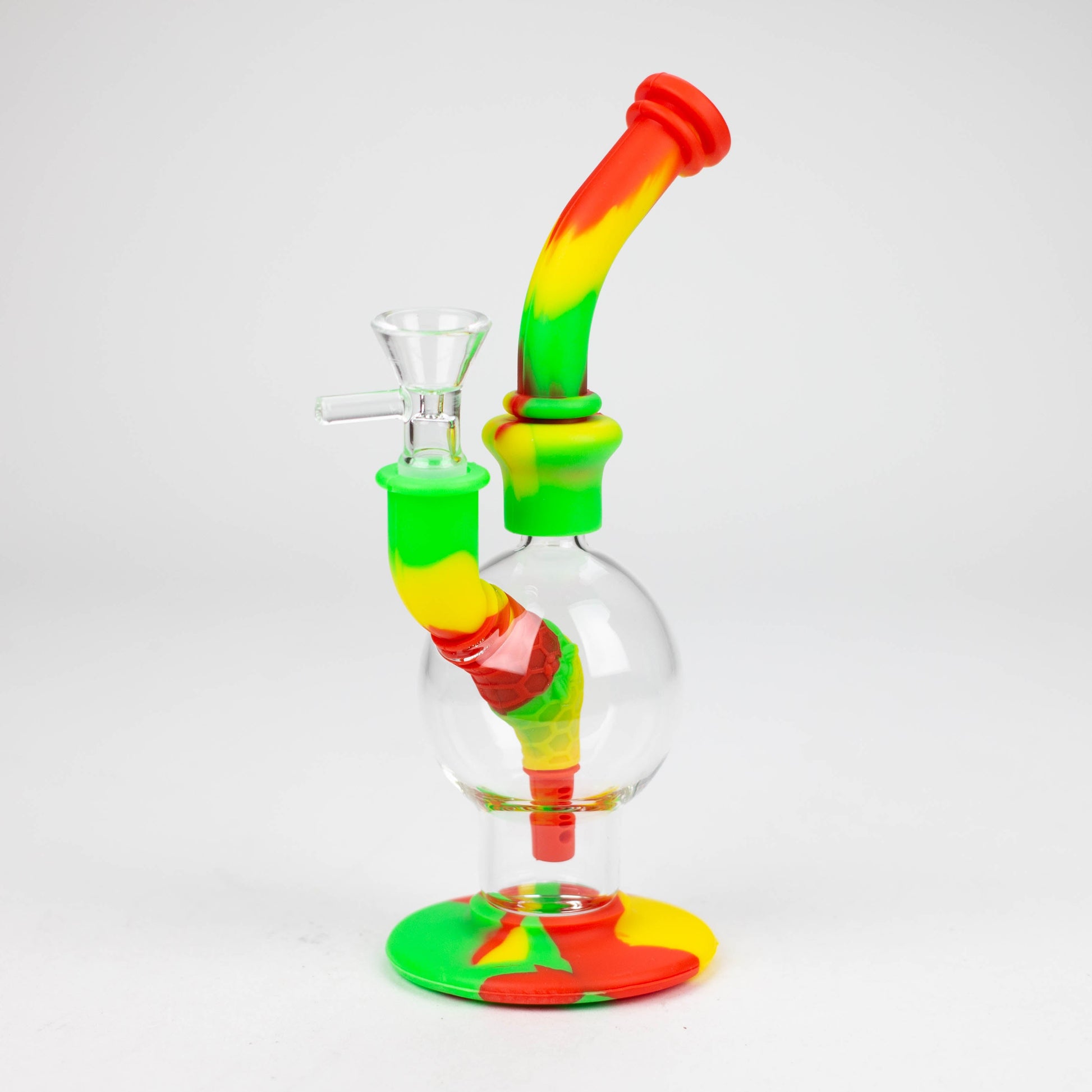 7.8" Silicone+Glass Round bong-Assorted [038B]_1