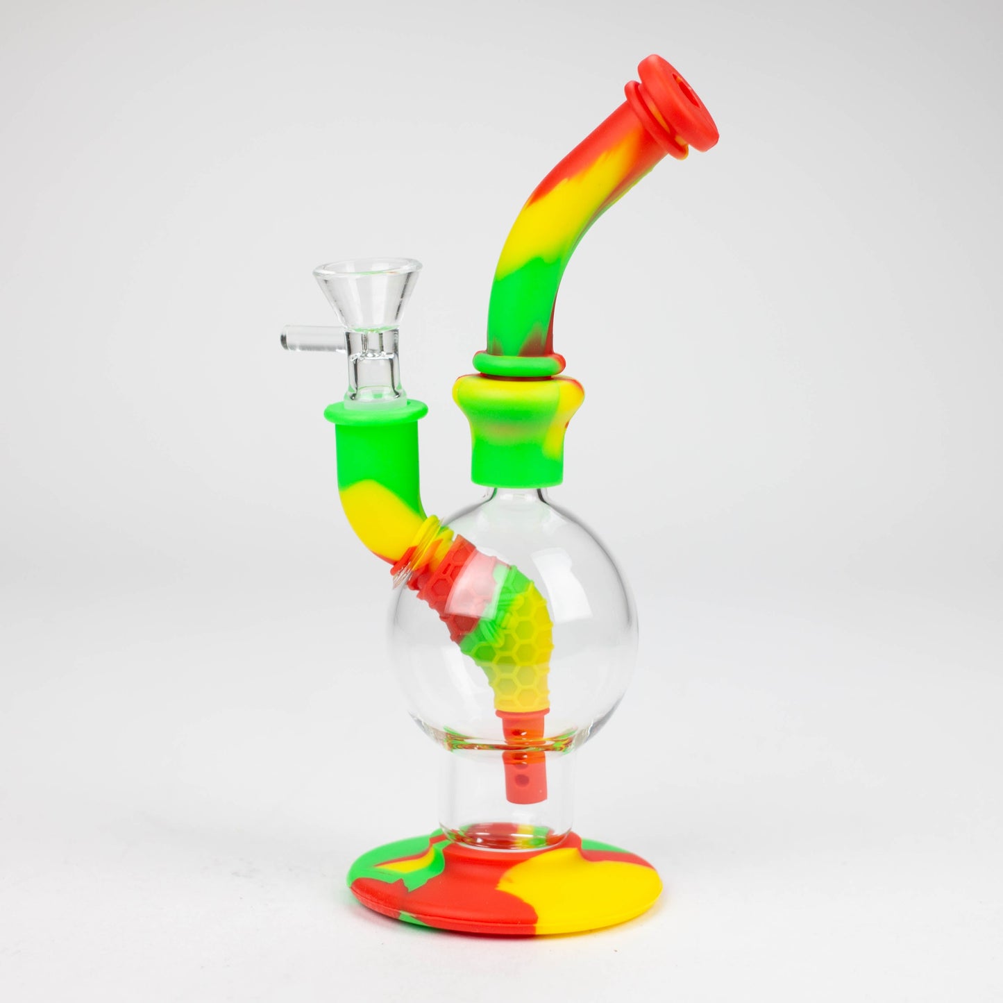 7.8" Silicone+Glass Round bong-Assorted [038B]_2