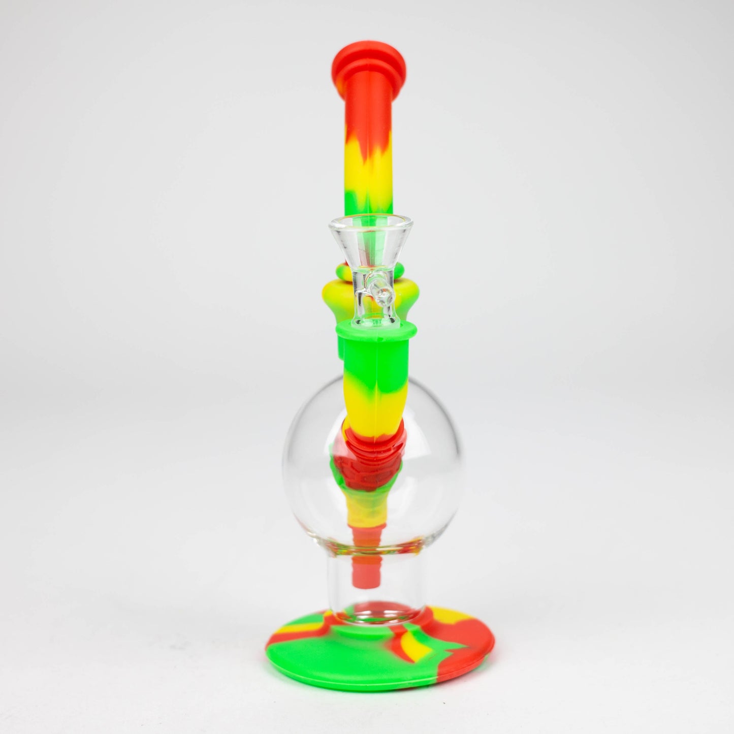 7.8" Silicone+Glass Round bong-Assorted [038B]_3