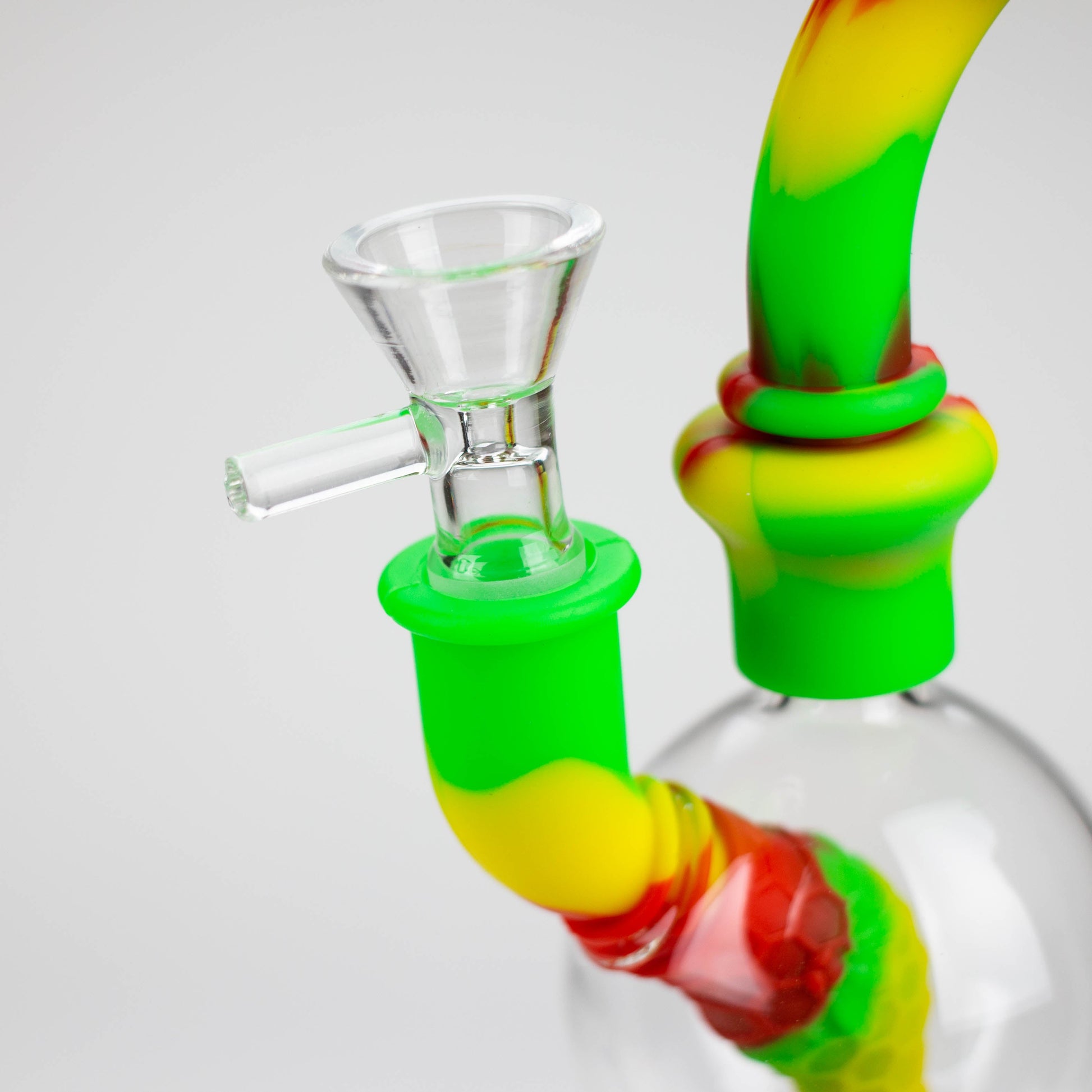 7.8" Silicone+Glass Round bong-Assorted [038B]_5