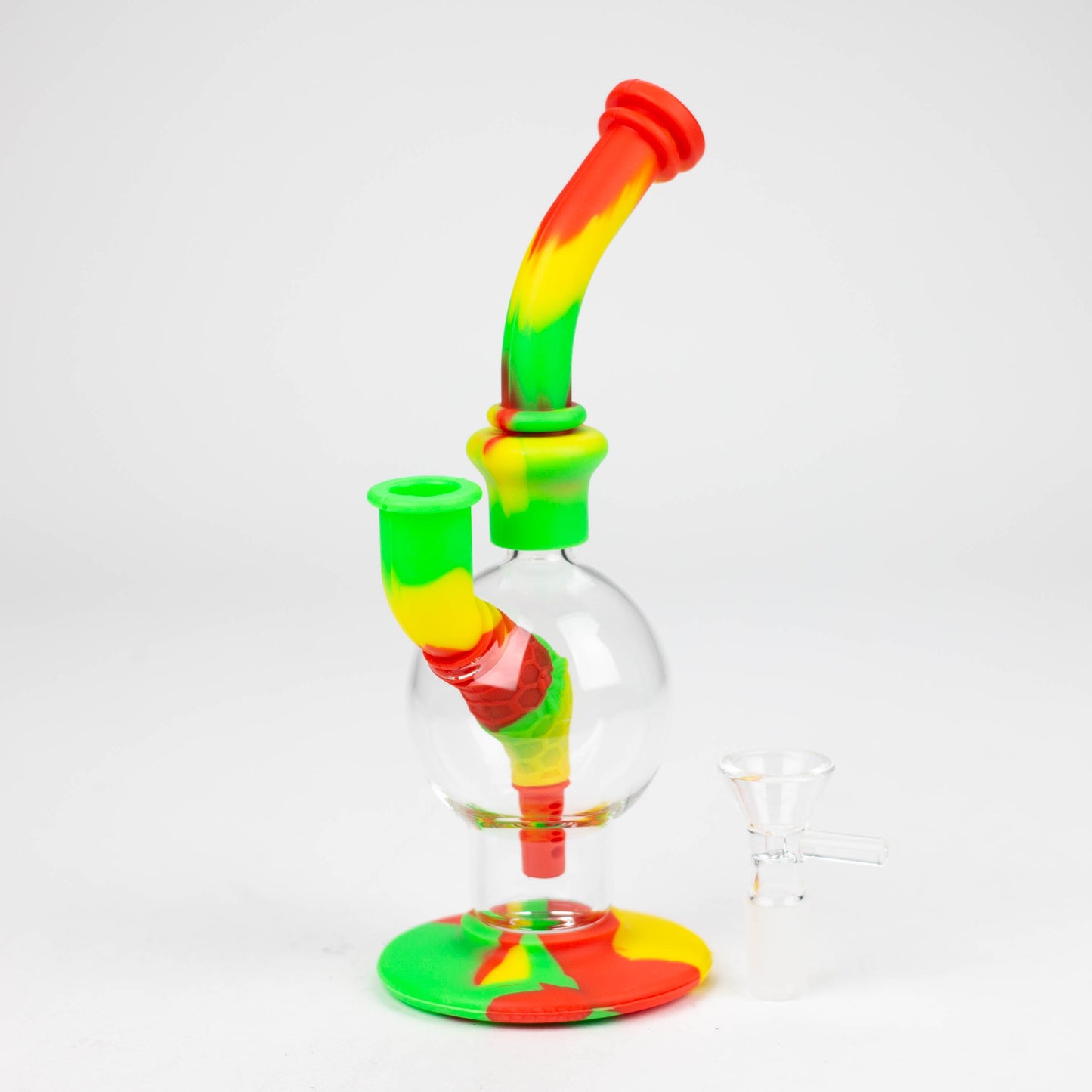 7.8" Silicone+Glass Round bong-Assorted [038B]_6