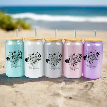 TRIM QUEEN | GOOD VIBES GLASS TUMBLER WITH LID AND STRAW_4