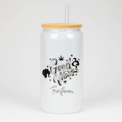 TRIM QUEEN | GOOD VIBES GLASS TUMBLER WITH LID AND STRAW_12