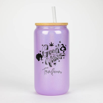TRIM QUEEN | GOOD VIBES GLASS TUMBLER WITH LID AND STRAW_11