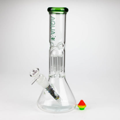 AQUA | 10.5" Single tree arm glass water bong with silicone cap [AQUA202]_11