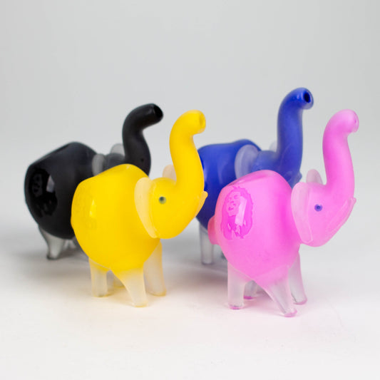 4.25" Elephant Frosted Glass Pipe - Assorted Colors [PIP187]_0