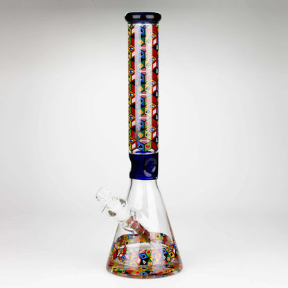 17" Color accented 7 mm glass water bong With Poker Design_6