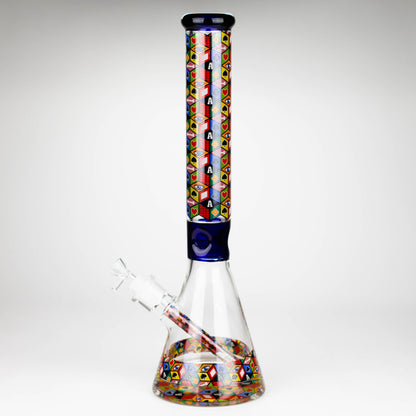 17" Color accented 7 mm glass water bong With Poker Design_4