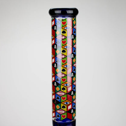 17" Color accented 7 mm glass water bong With Poker Design_8