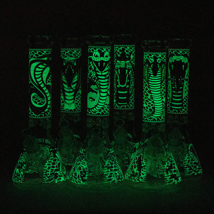 14" Cobra snake Glow 9mm glass bong [PIP868]_6