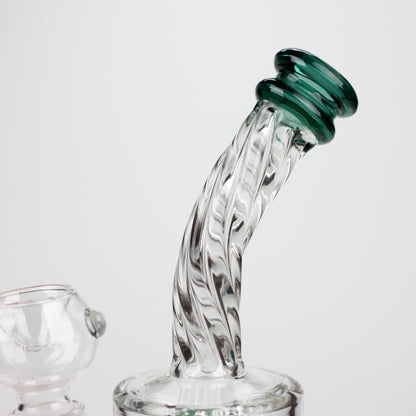 6" Twist glass bent neck glass bong with diffuser_1