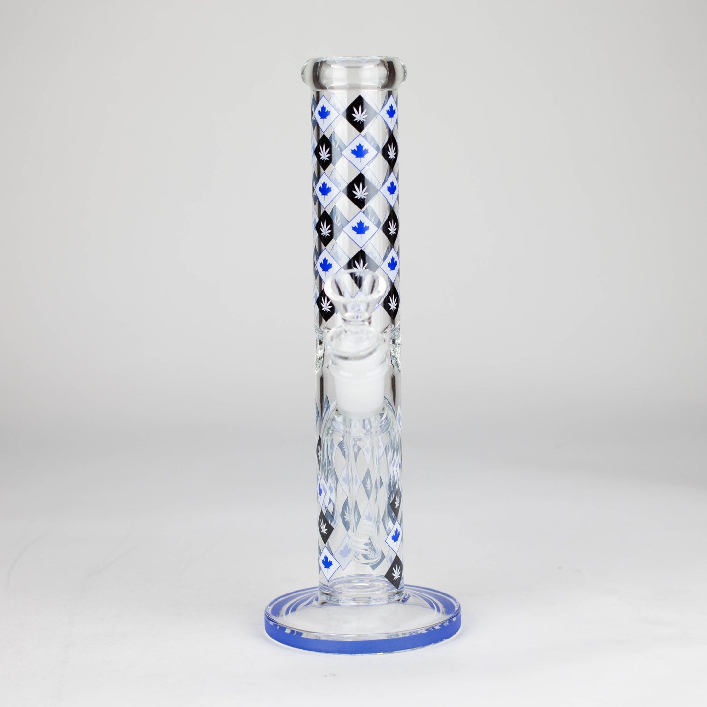 10" Color accented Staight Tube Glass Bong With Maple Leaf Design_10