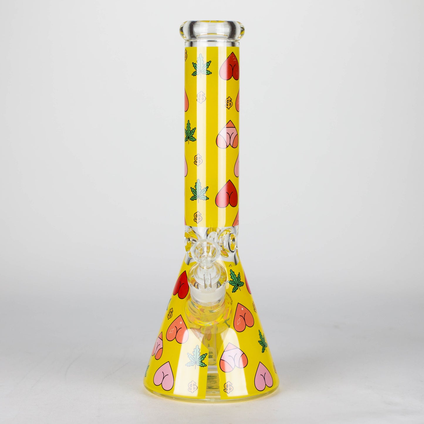 14" 7mm Glass Bong With Bud Design_2