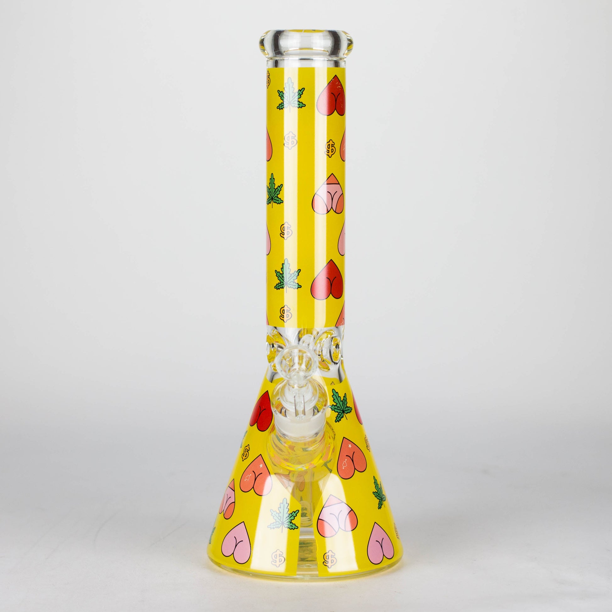 14" 7mm Glass Bong With Bud Design_2