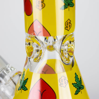 14" 7mm Glass Bong With Bud Design_3