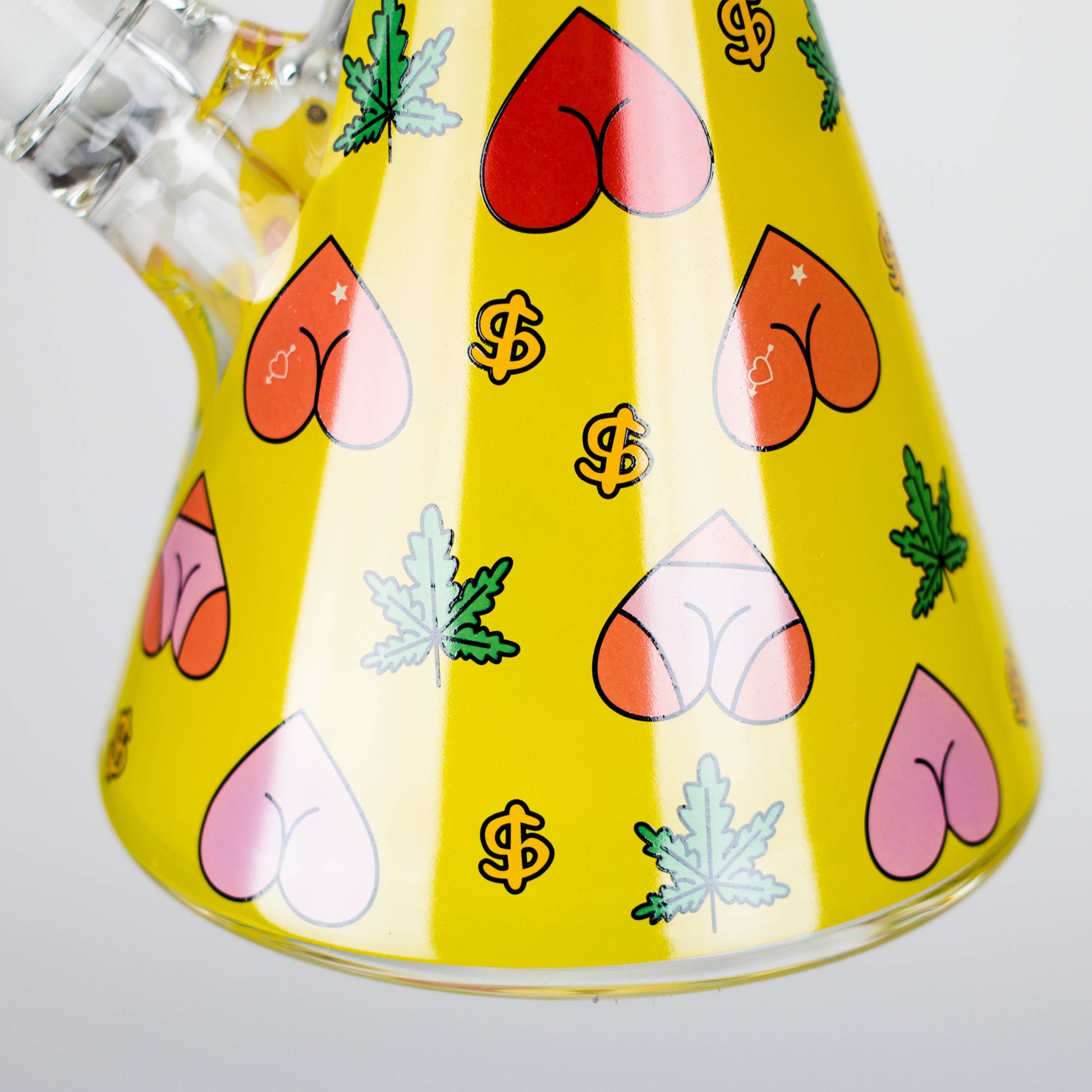 14" 7mm Glass Bong With Bud Design_5