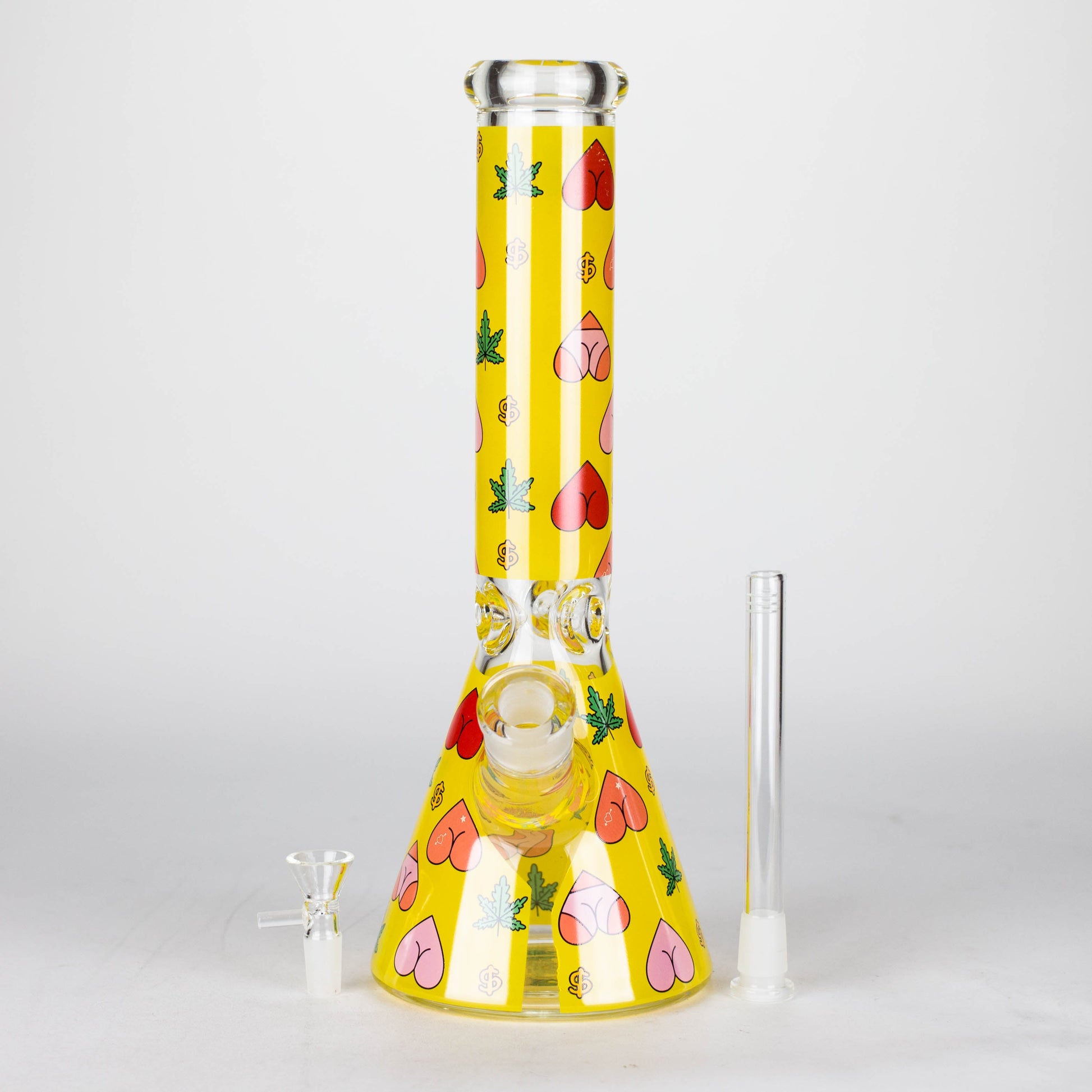 14" 7mm Glass Bong With Bud Design_6