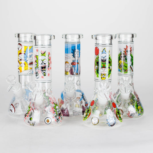 8.5" Cartoon Designs Glow In The Dark beaker bong In the Box [PIP301]_0
