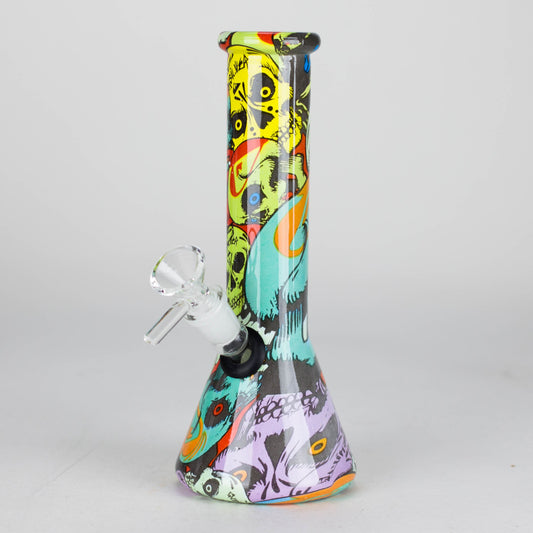 8" Glass Bong Multi Color Long Neck Flask Round Shaped [JBLX-01B]_0