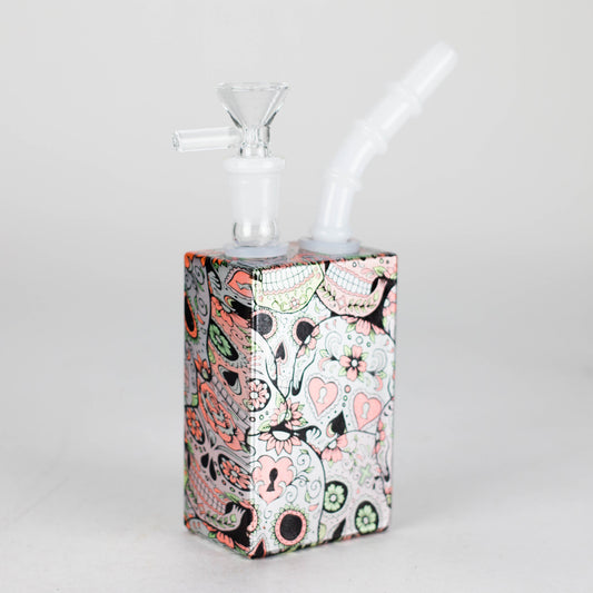 7" Glass Mini Bong Orange Skull Color Printed [JBLMIN-08-7A]_0