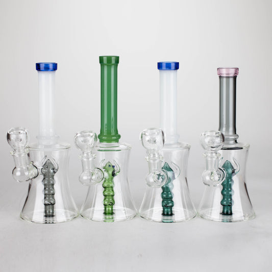 8" Assorted color tube glass bong with caterpilar diffuser_0